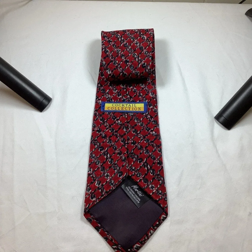 Stonehenge Cocktail Collection Martini Under Microscope Red Silk Tie‎